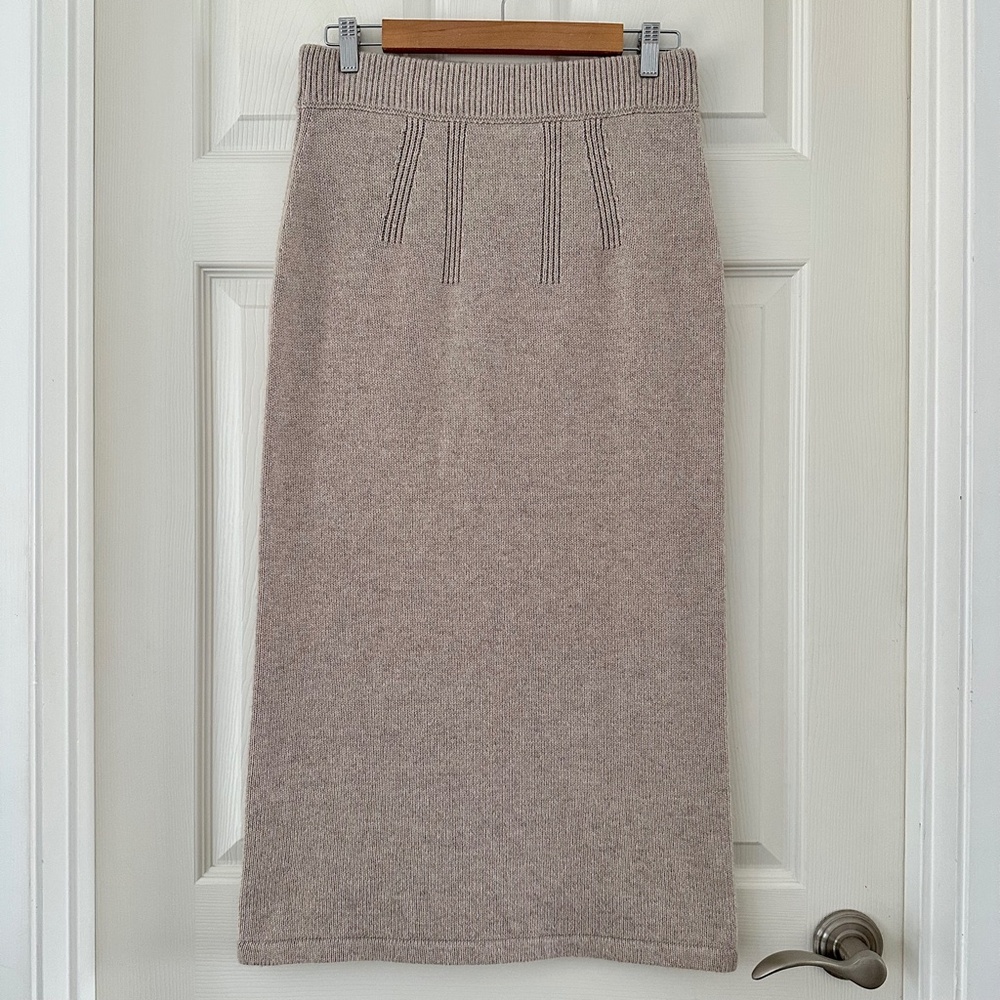 ba&sh Maisie Wool Cotton Knit Midi Skirt Beige Women’s Size Large - Picture 4 of 15